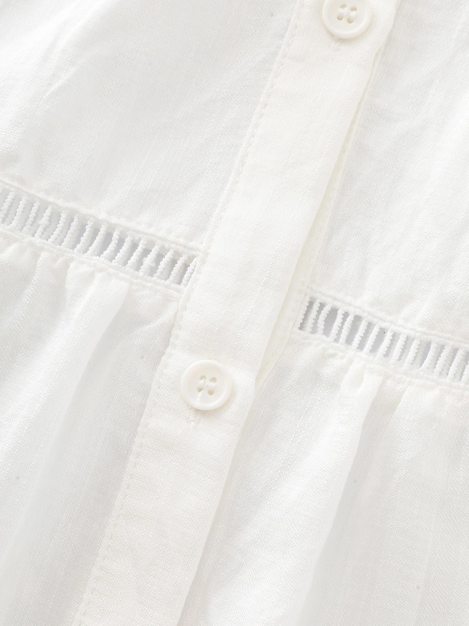 Supersoft Lace Trim Tiered Plain Open-Front Shirt