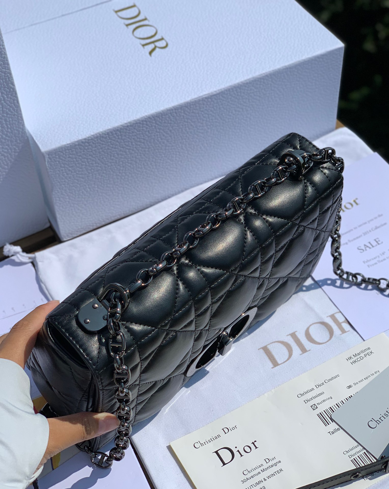 [TOP] Christian Dior Caro Bag Calfskin 25x15x8cm - Black