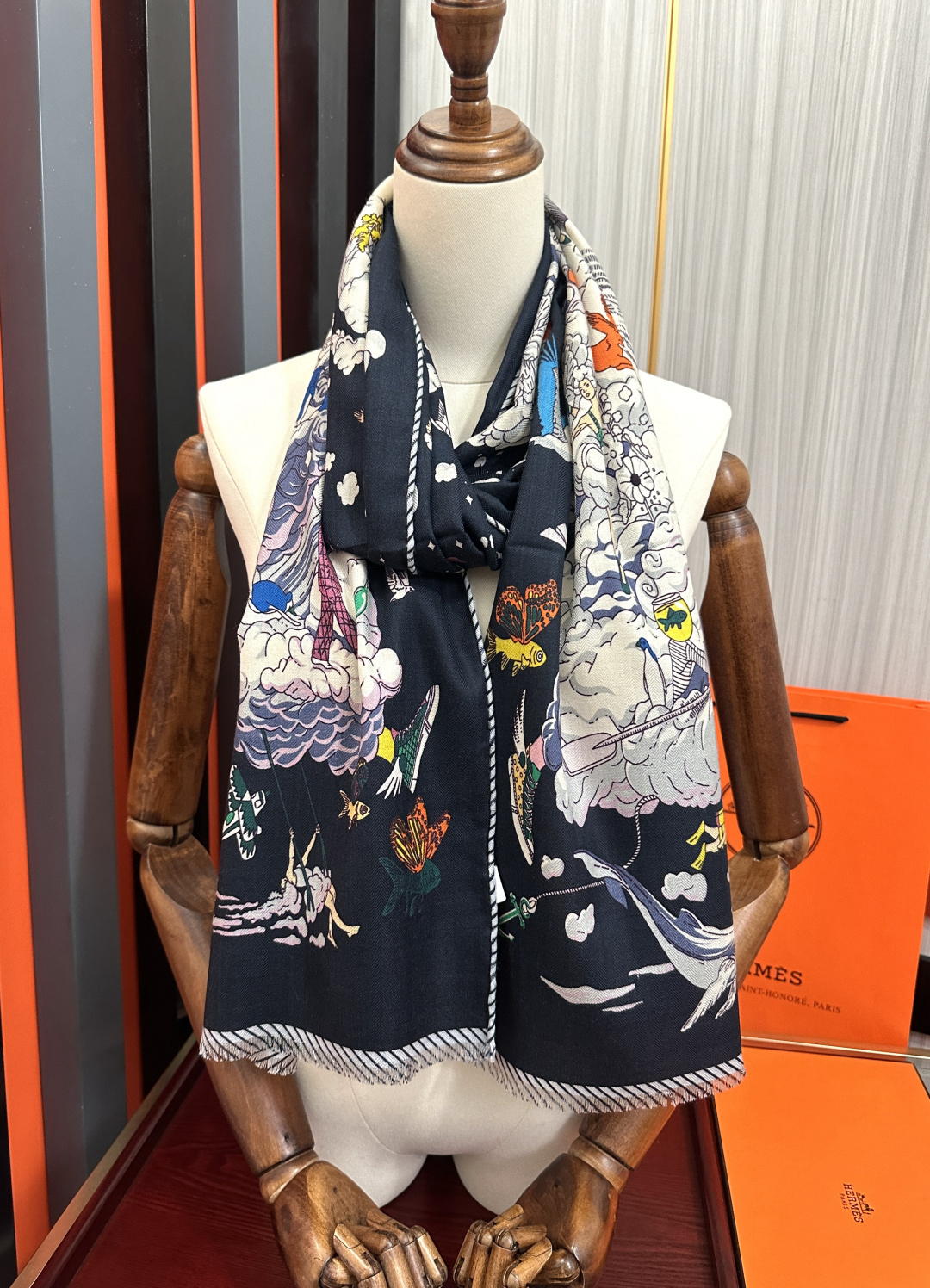 [TOP] HERMES Scarf 65x185cm - Dark Blue - 711 Luxury