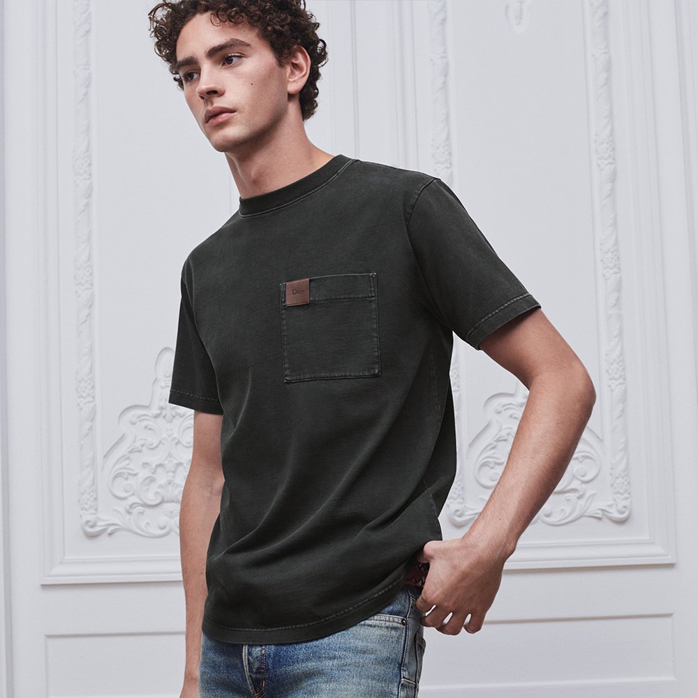 DIOR  T-Shirt with Pocket Relaxed Fit Gray Cotton Jersey #378392