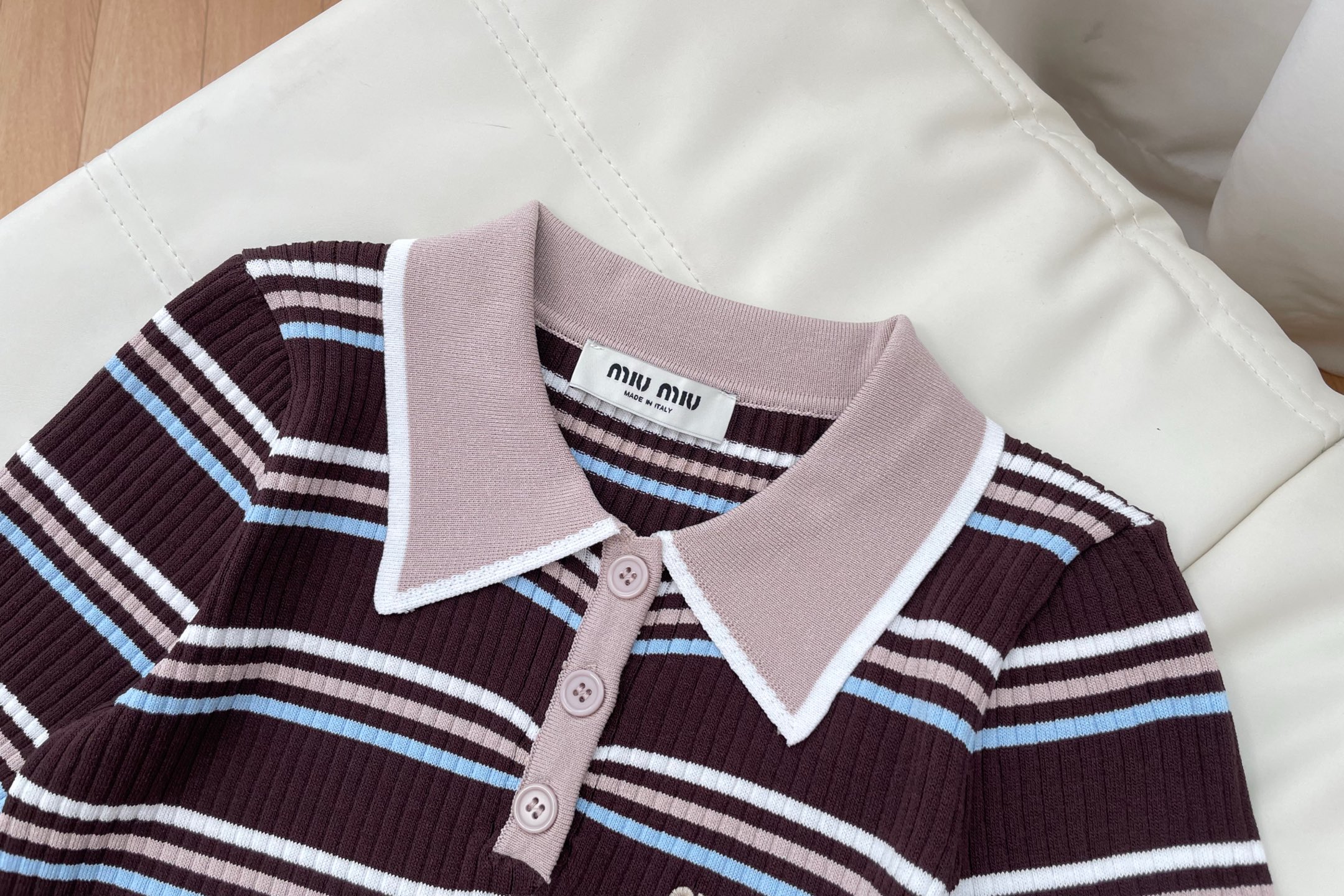 [TOP] Miu Miu Polo Shirt - Chocolate - 711 Luxury