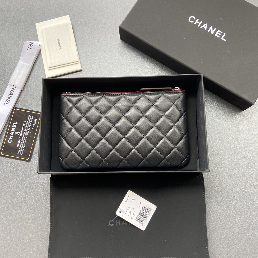 [TOP] CHANEL Sheepskin Wallet 20cm - Black - SHW - 711 Luxury