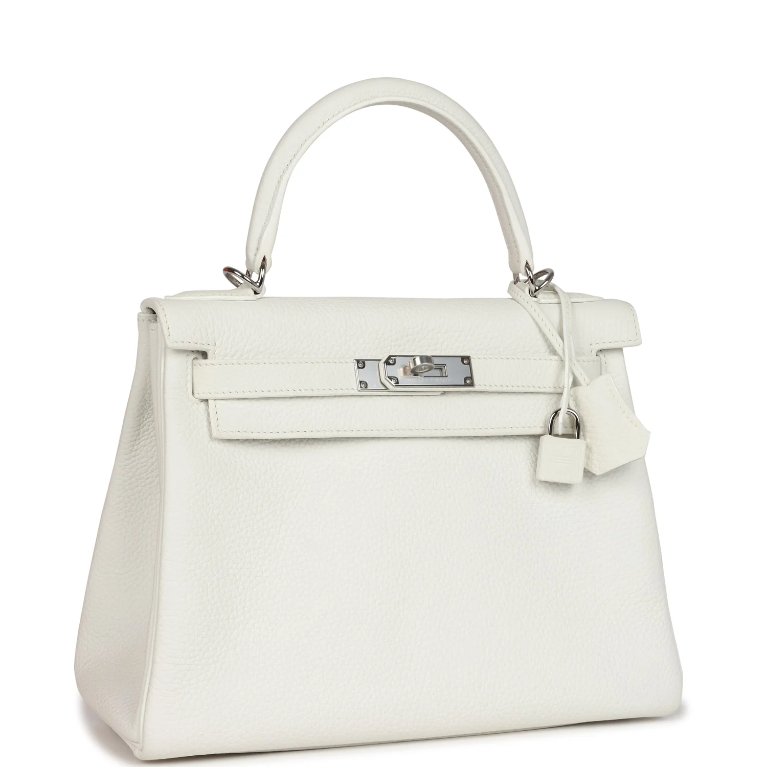 Hermes Kelly Retourne  White Clemence Palladium Hardware