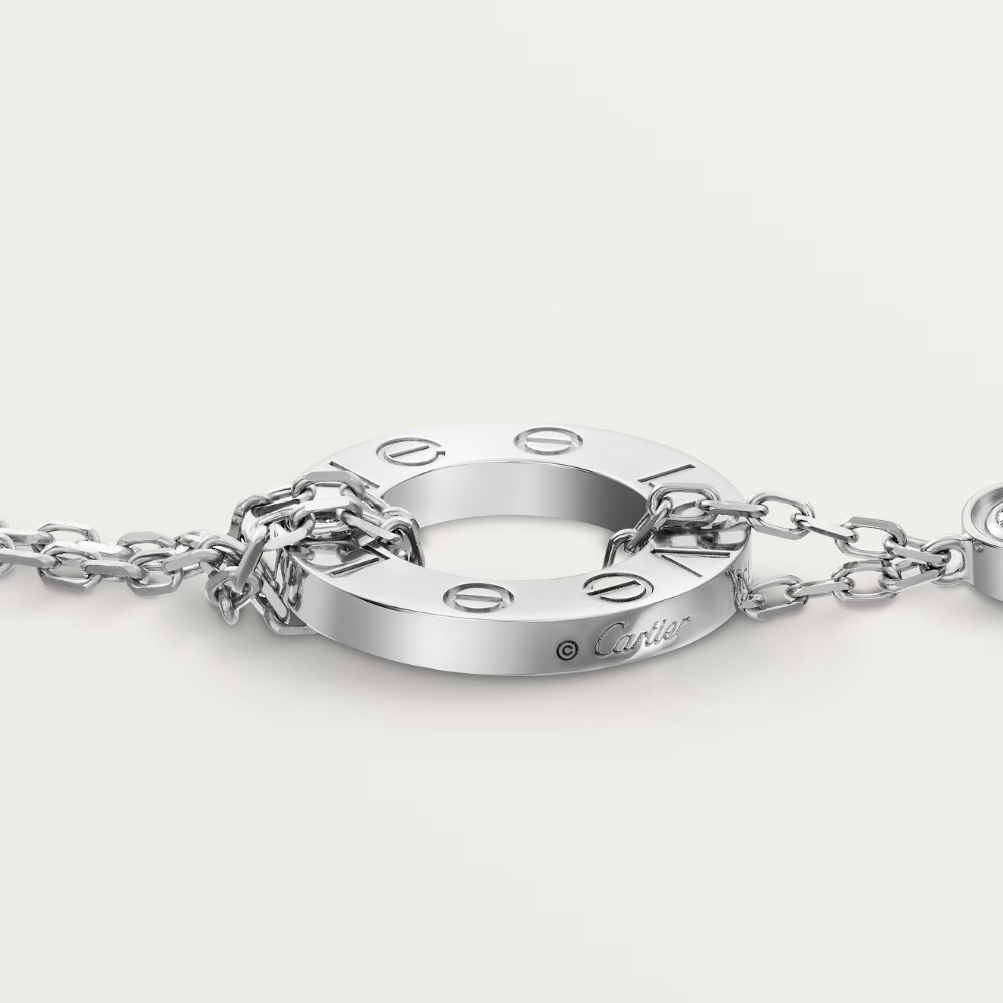 Carty Love Luna Loop Bracelet, White Gold, 2 Moissanite