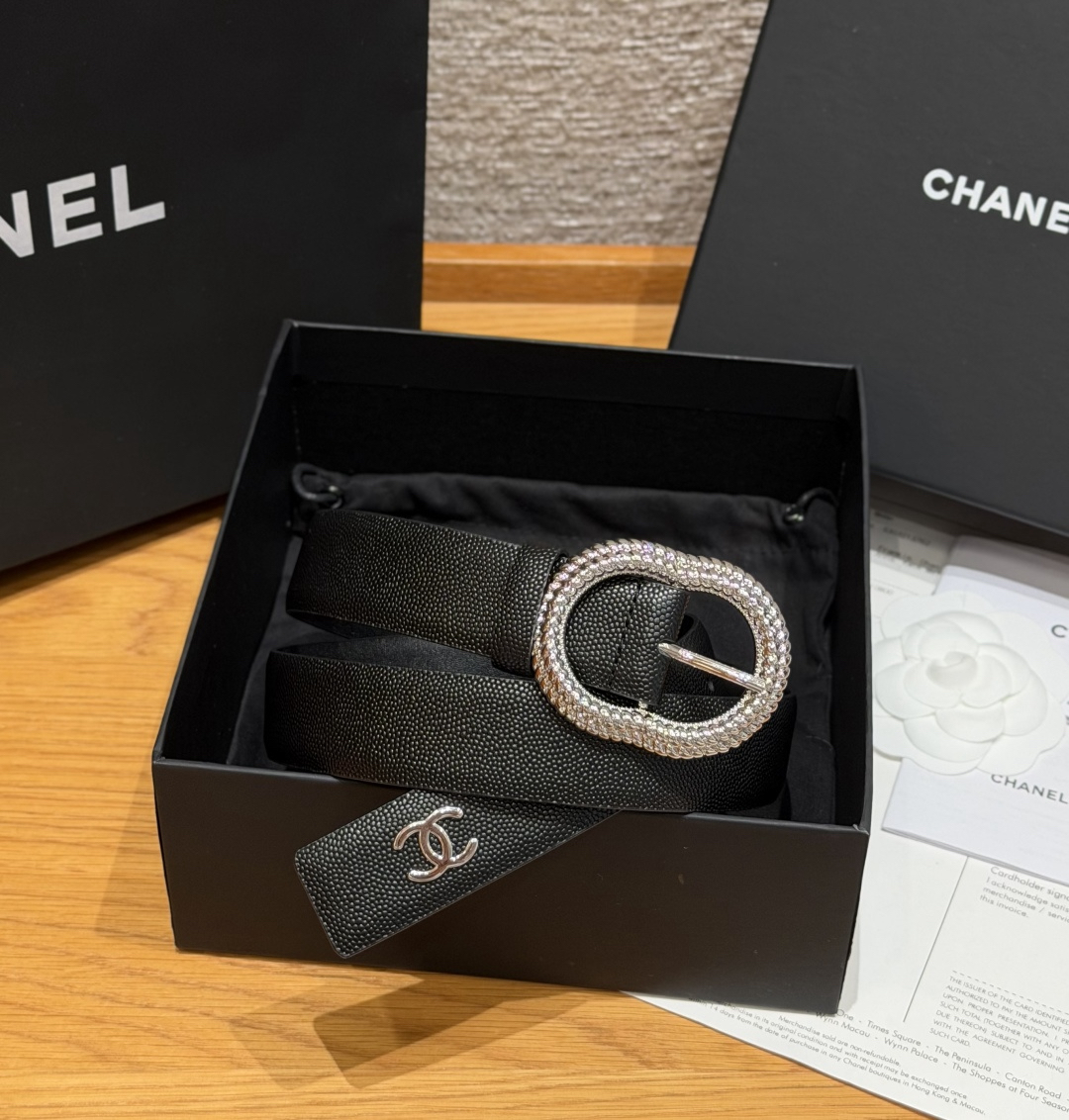 [TOP] CHANEL Cowhide Belt 3 cm - Black - 711 Luxury