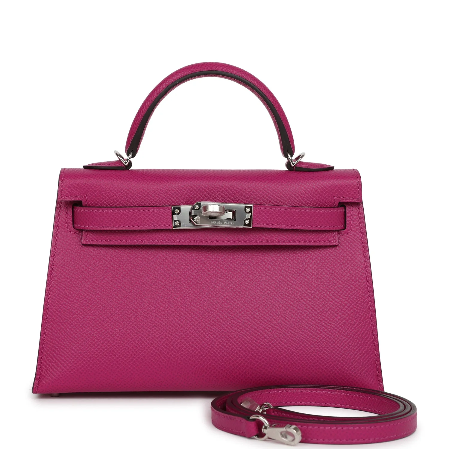 Hermes Special Order (HSS) Kelly Sellier  Rose Pourpre Verso Epsom Palladium Hardware
