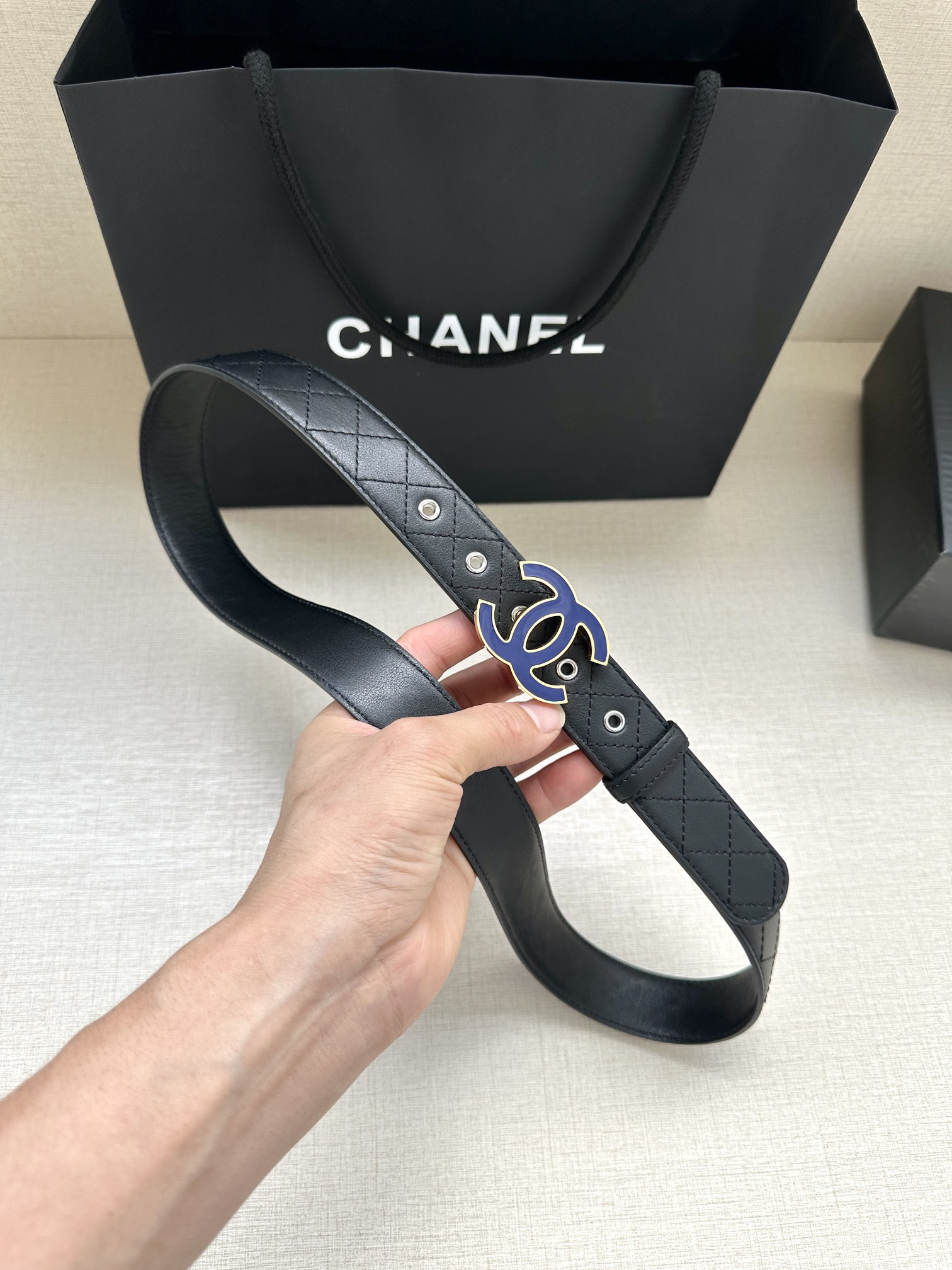 [TOP] CHANEL Cowhide Belt 3 cm - Black - 711 Luxury