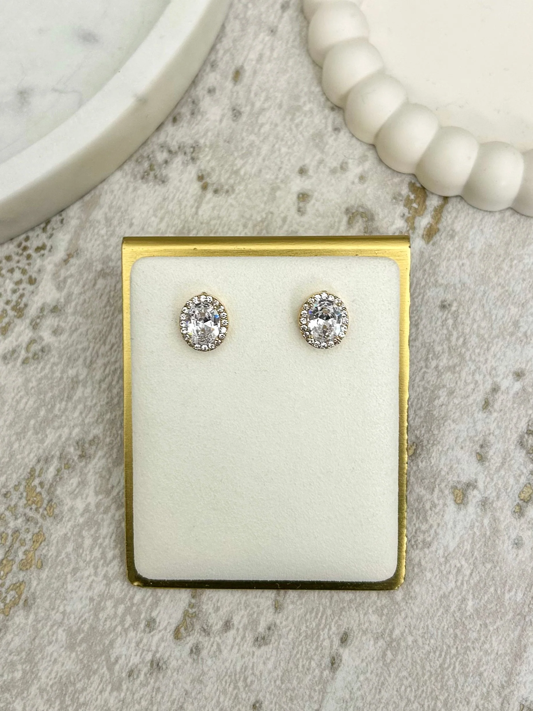 Diamanté Large Stone Stud Earrings (2 Colours)