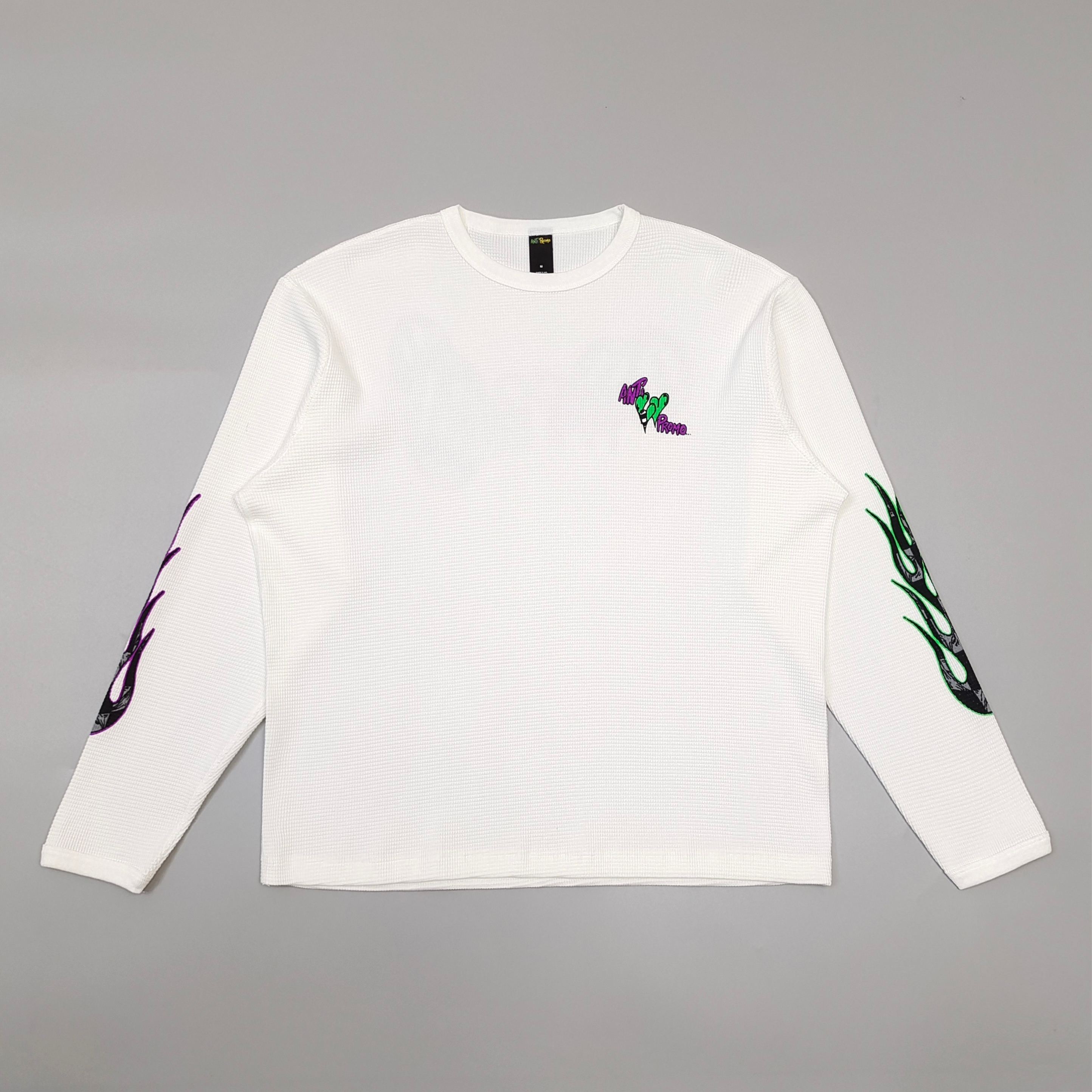 [TOP] CHROME HEARTS Waffle Knit Graphic Long Sleeve T-Shirt - White - 711 Luxury