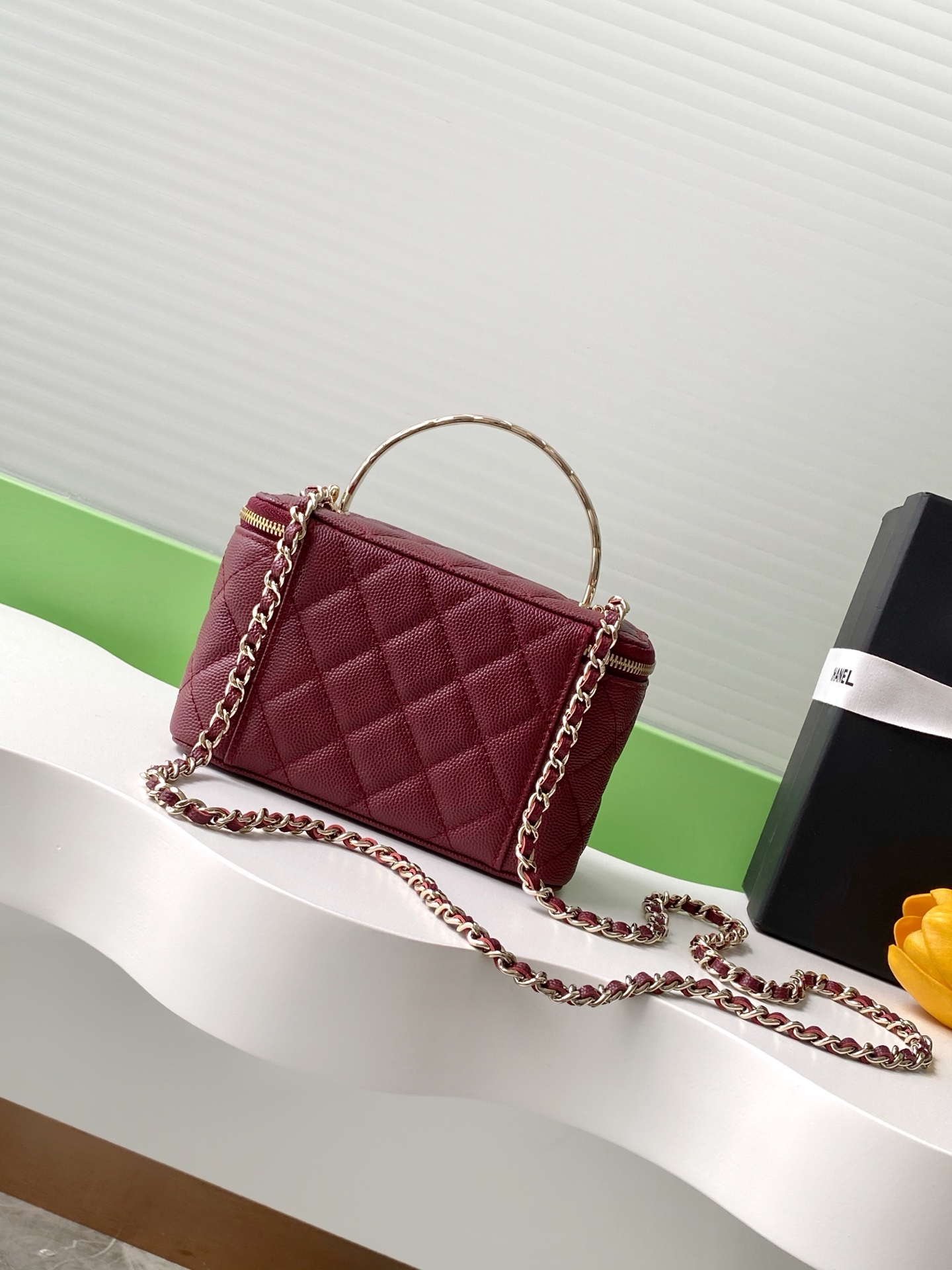 [TOP] CHANEL Vanity Case Top Handle 9.5-17-8 cm -  Wine Red - 711 Luxury