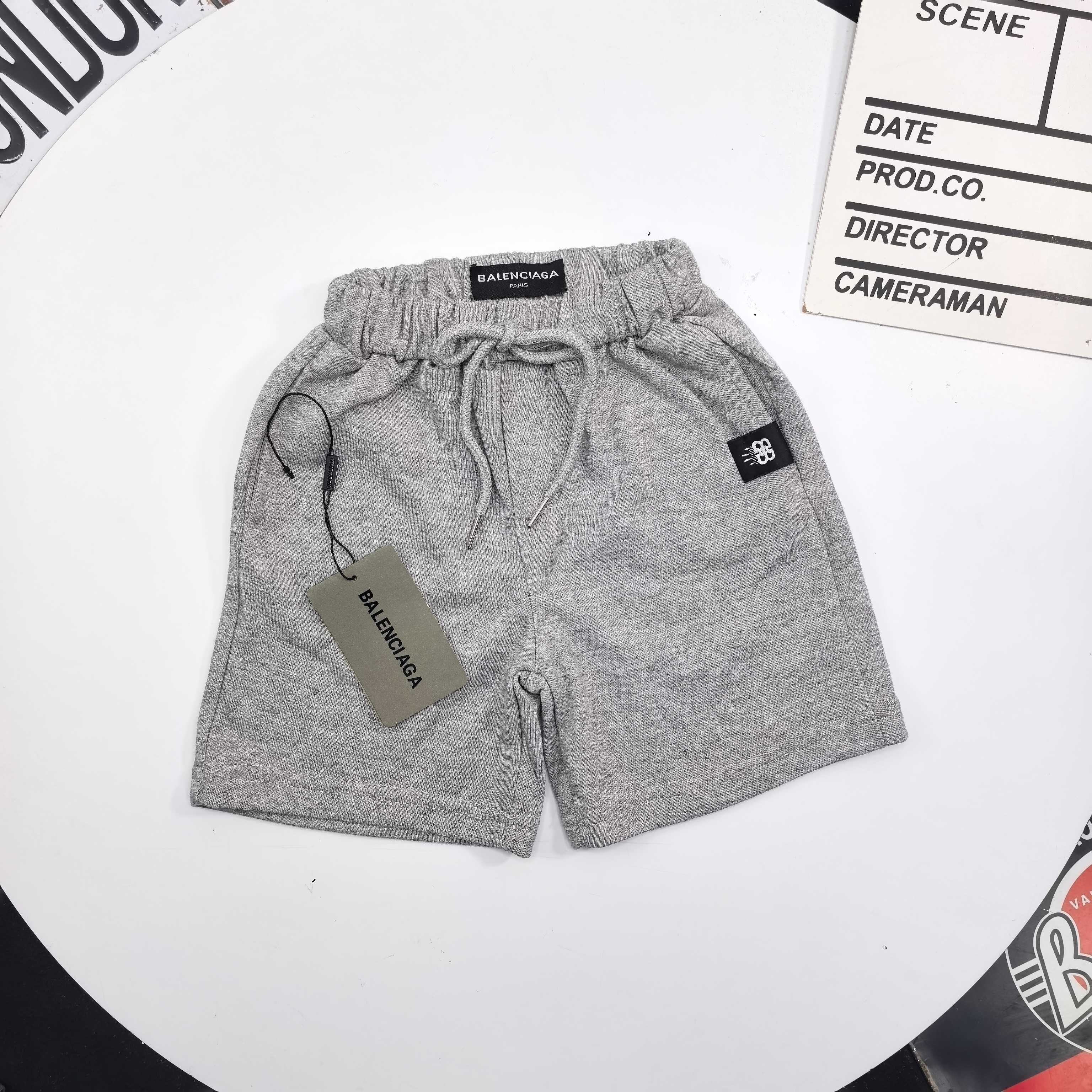 Balenciaga Unisex Kids Heather Gray Mini BB Woven Label Terry Sweat Shorts Boys Girls Sizes 90-150
