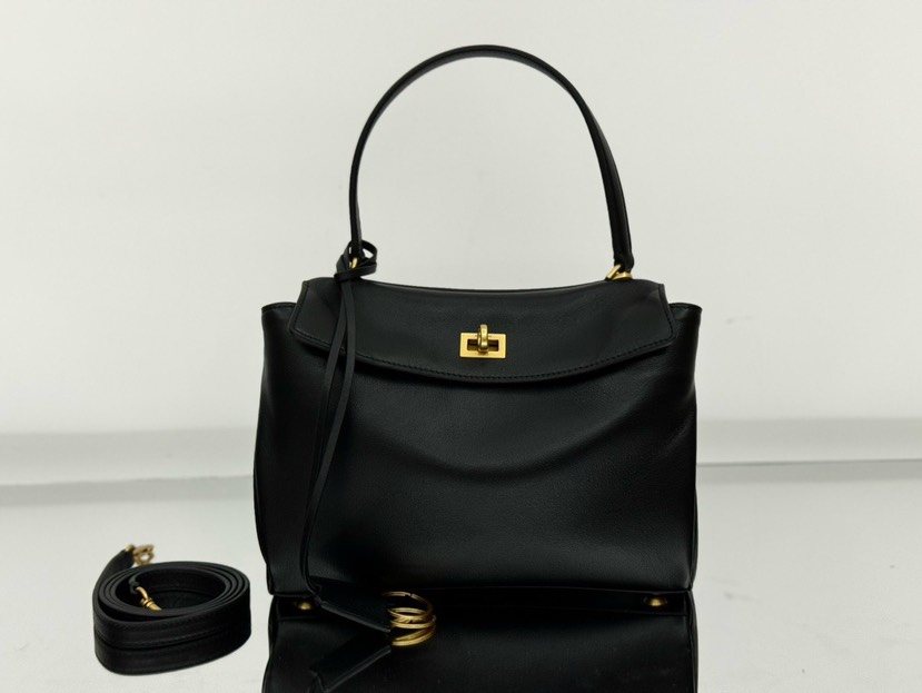 [TOP] BALENCIAGA Rodeo Bag 29x20x10cm - Black & GHW