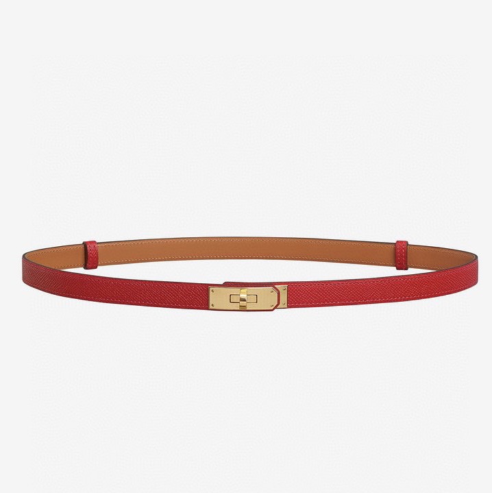 [TOP] HERMES Kelly Calfskin Belt 18mm - Red - 711 Luxury