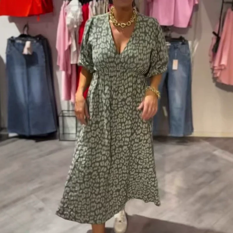 Women's V-Neck Printed Dress