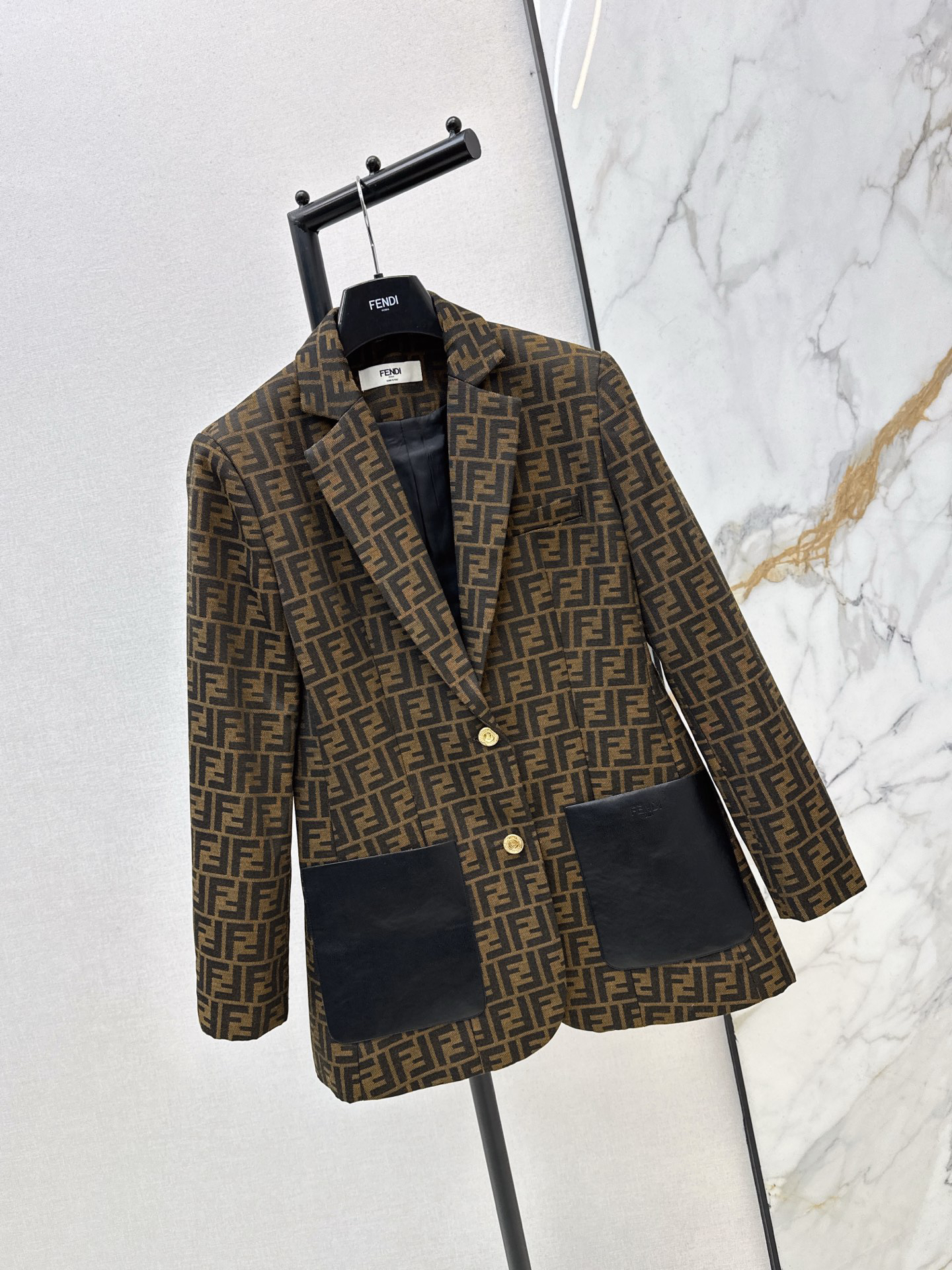 [TOP] FENDI FF Monogram Blazer - Brown