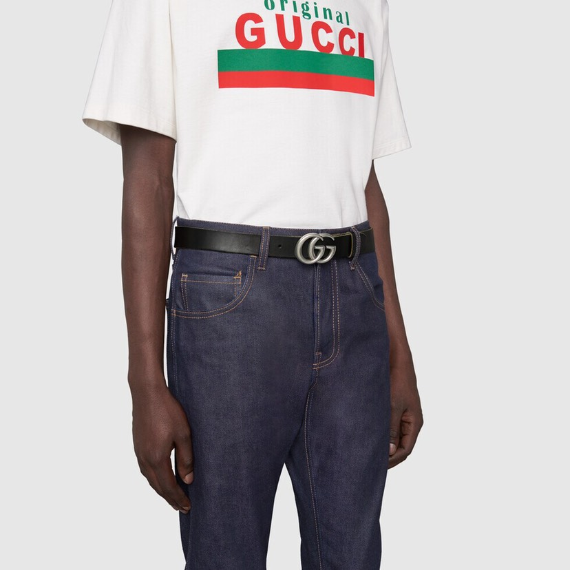 [TOP] GUCCI GG Belt Cowhide - Black - 711 Luxury