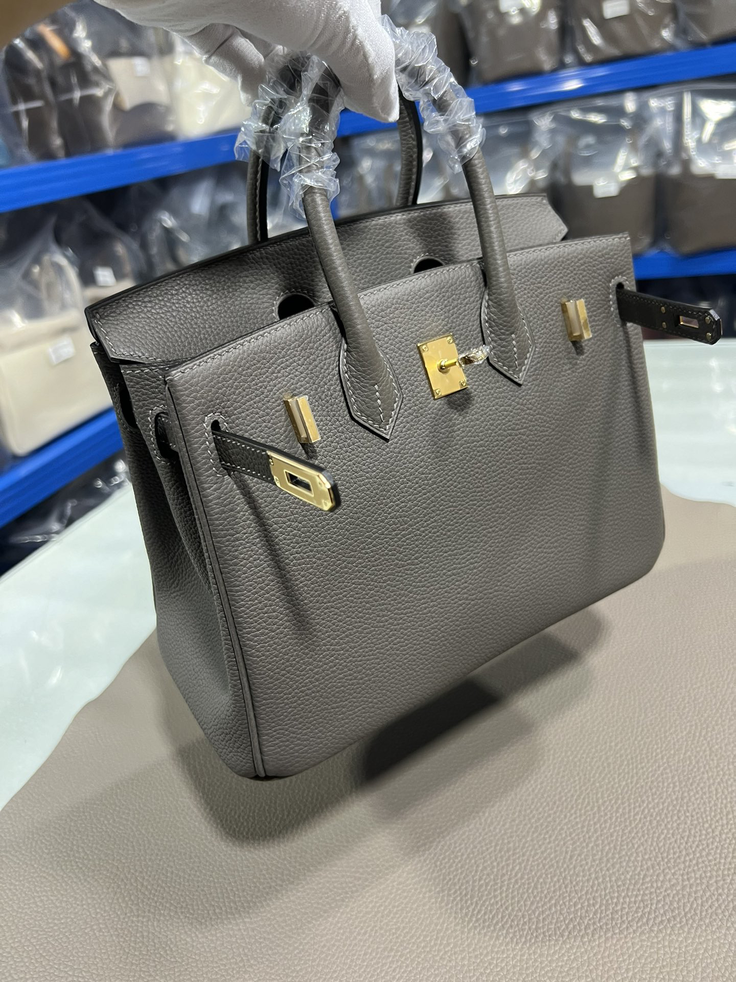[TOP] HERMES Birkin Togo Leather 25cm/30cm - Etain & GHW