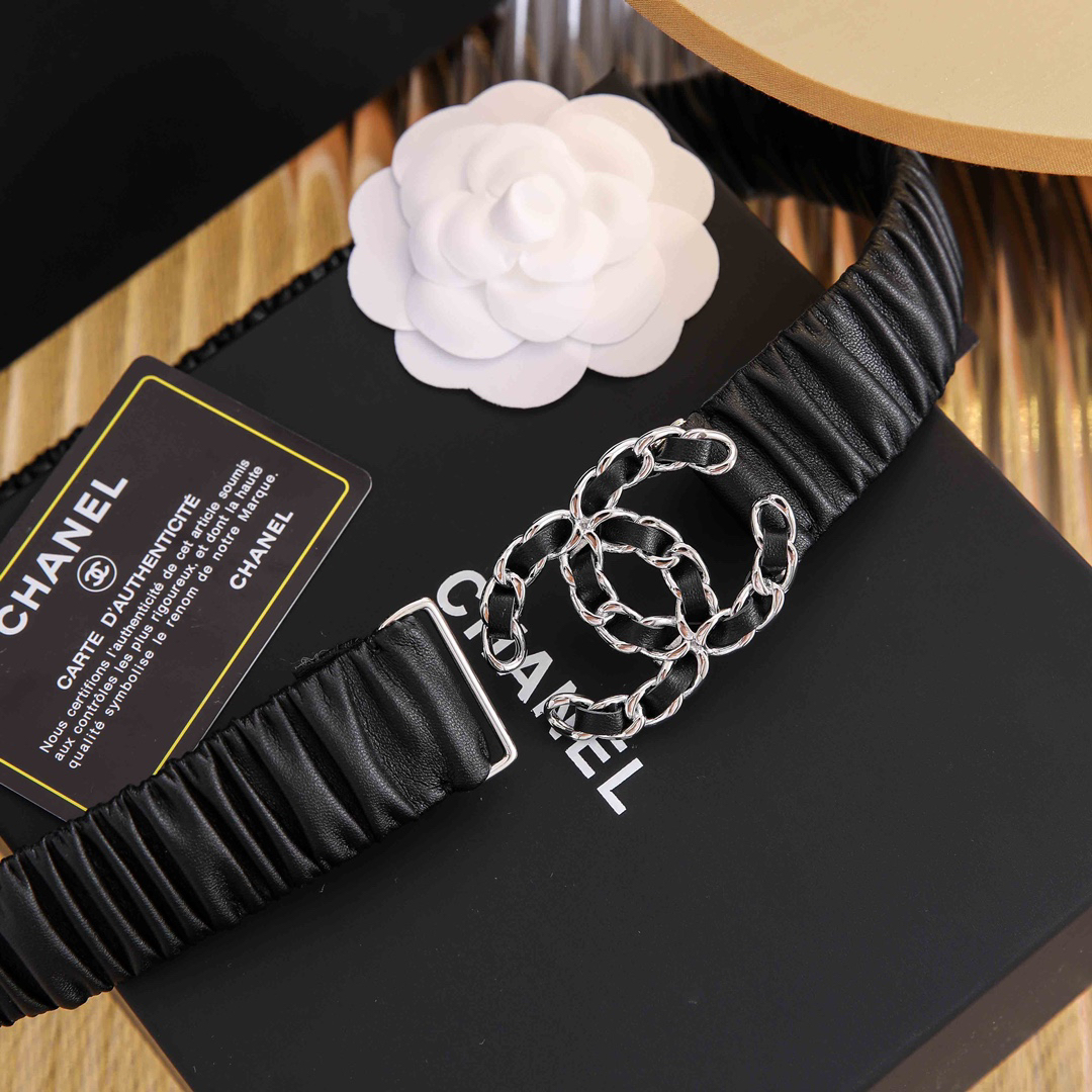 [TOP] CHANEL Elasticity Belt 4 Sizes - Black - 711 Luxury