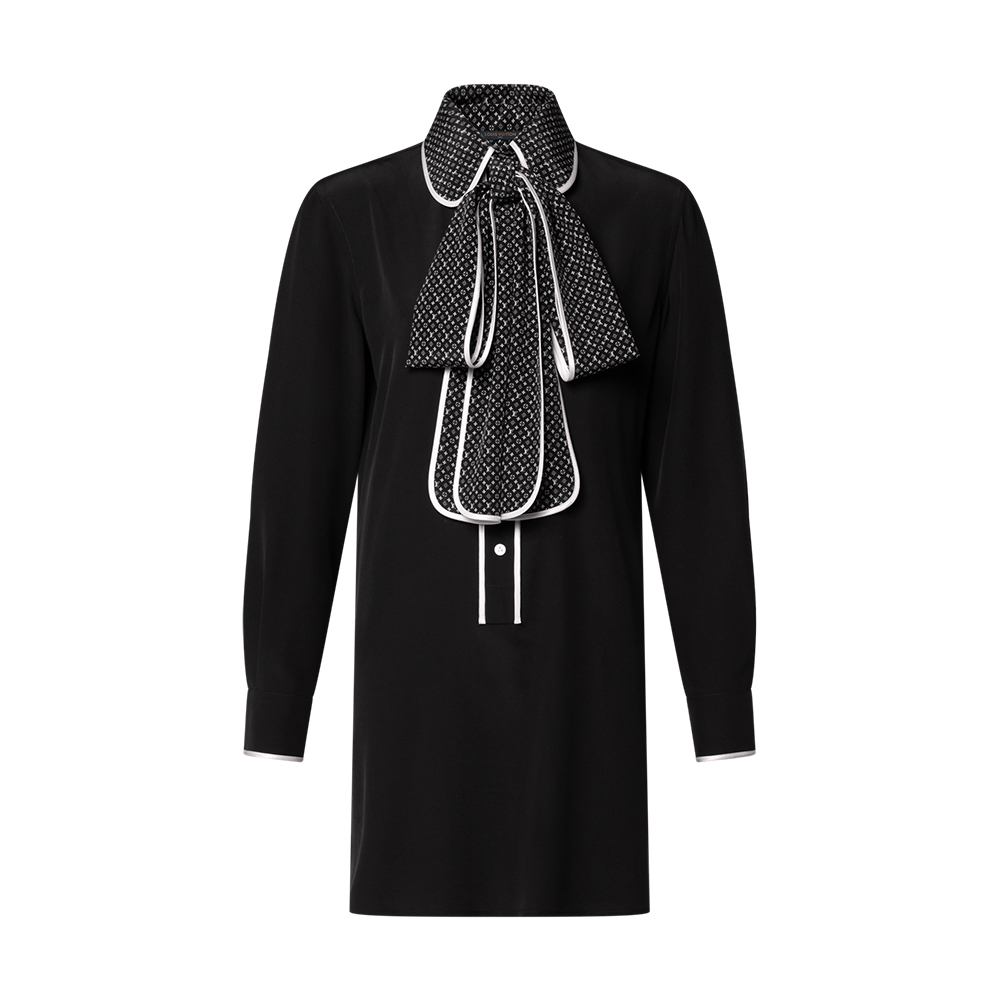 LOUIS VUITTON Monogram Collar Long-Sleeved Dress #379936