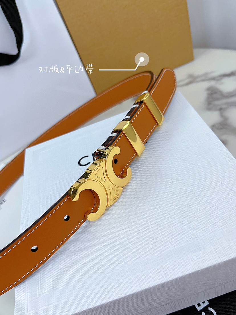 [TOP] CELINE Belt Calfskin 2.5cm - Brown - 711 Luxury