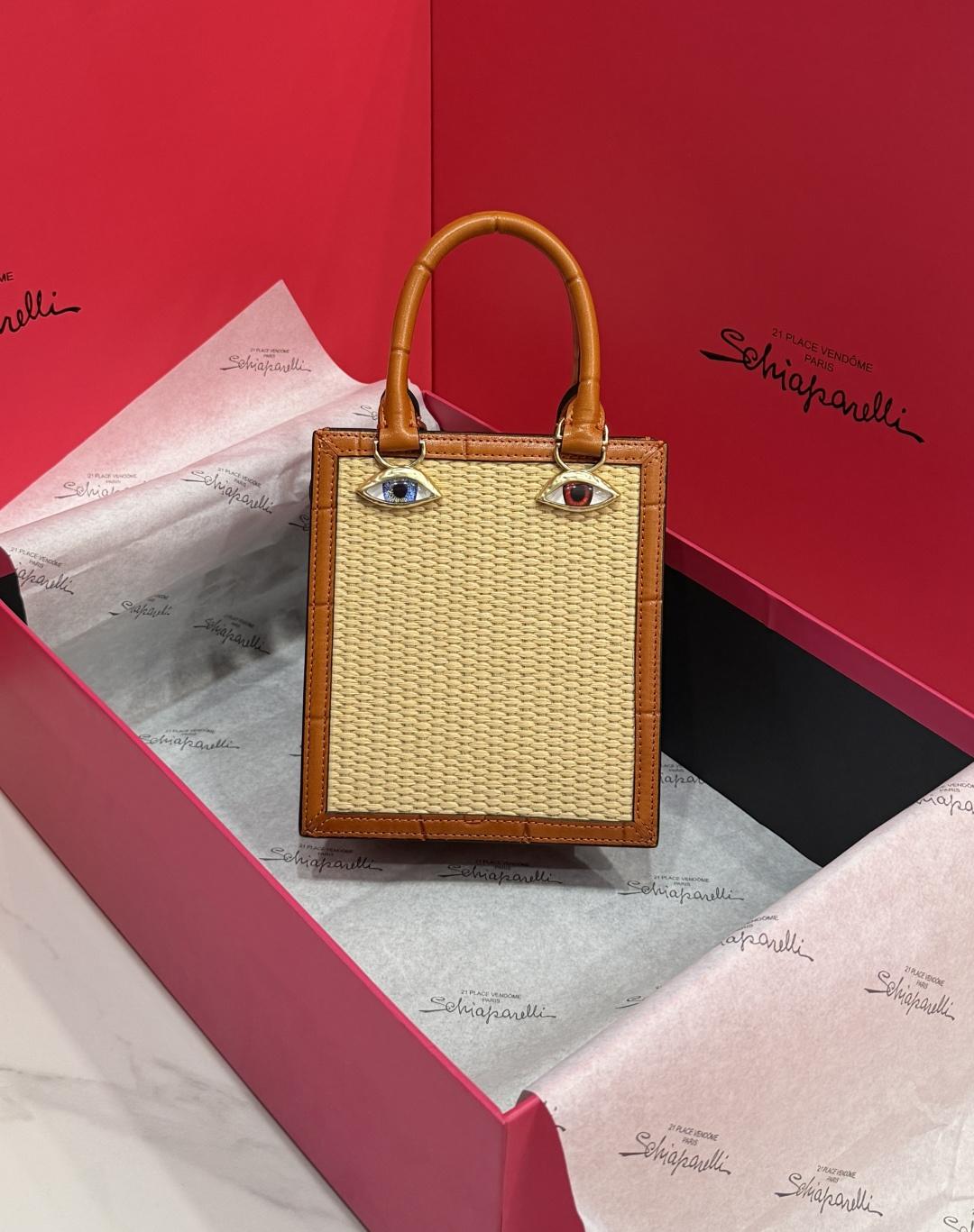 [TOP] Schiaparelli Anatomy Face Bag 17x15x5.5cm - Brown - 711 Luxury