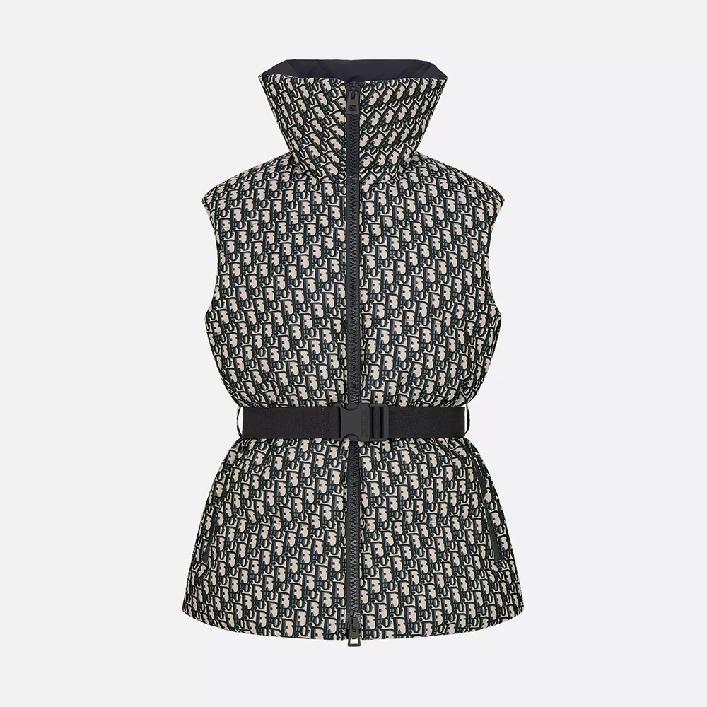 Dior blue Clothing DIOR DiorAlps Belted Puffer Vest Quilted Technical Taffeta with Blue Dior Oblique Motif #290750 | Nigo Off
