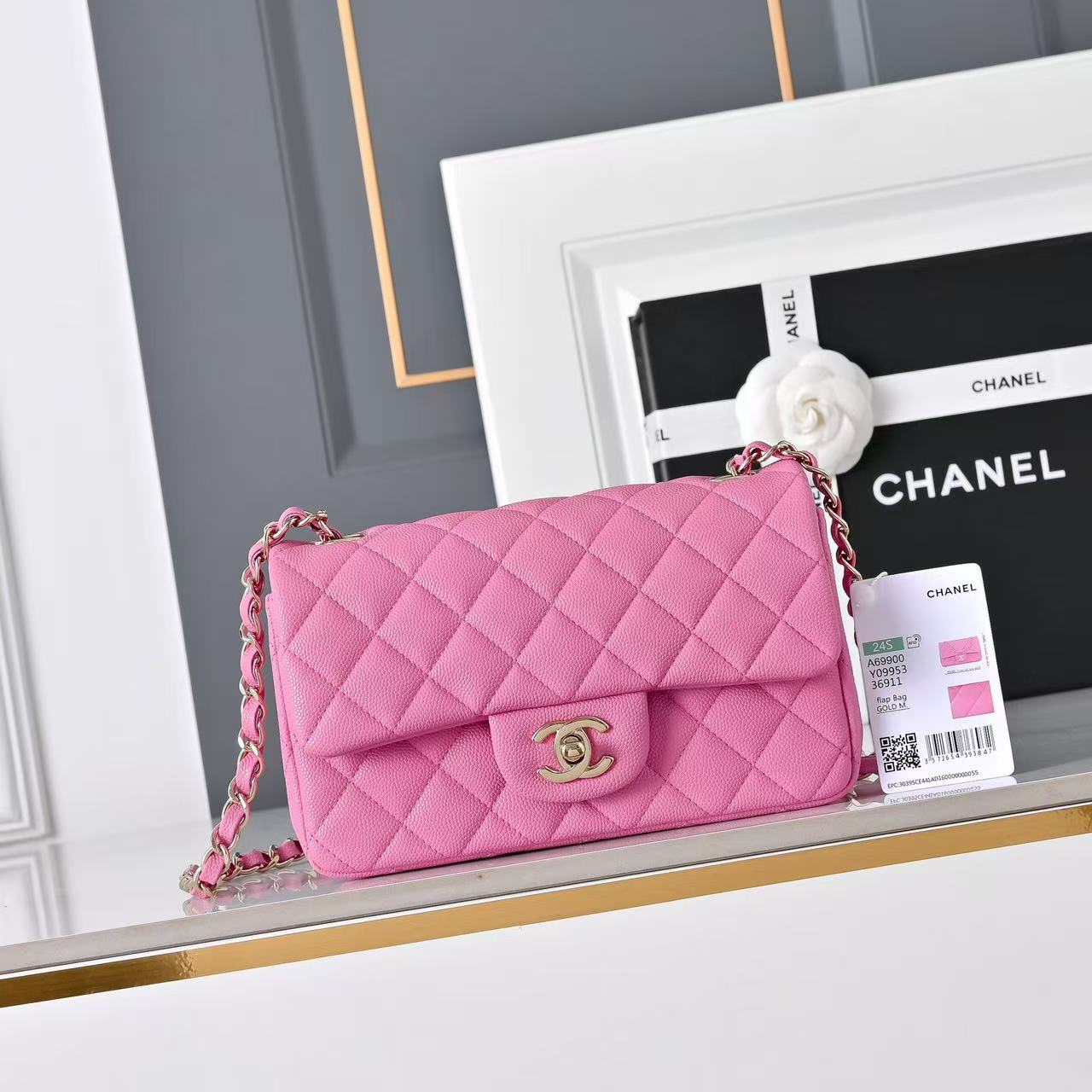 [TOP] CHANEL Chain Flap Bag 20-6.5-12 cm - Pink&GHW - 711 Luxury