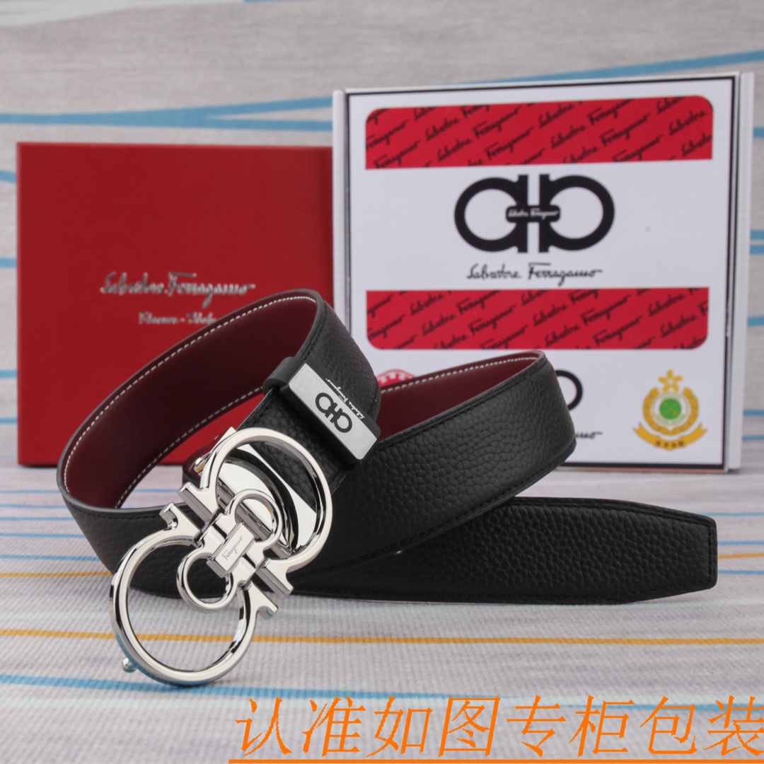 [TOP] Ferragamo Men's Belt 3.5cm - Black - 711 Luxury