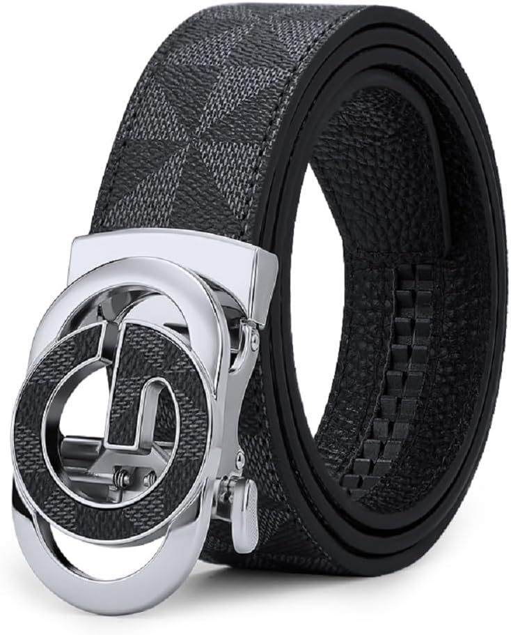 VANNANBA Mens Ratchet Belts Genuine Leather Designer Belt with Automatic Buckle Alloy Gift for Men