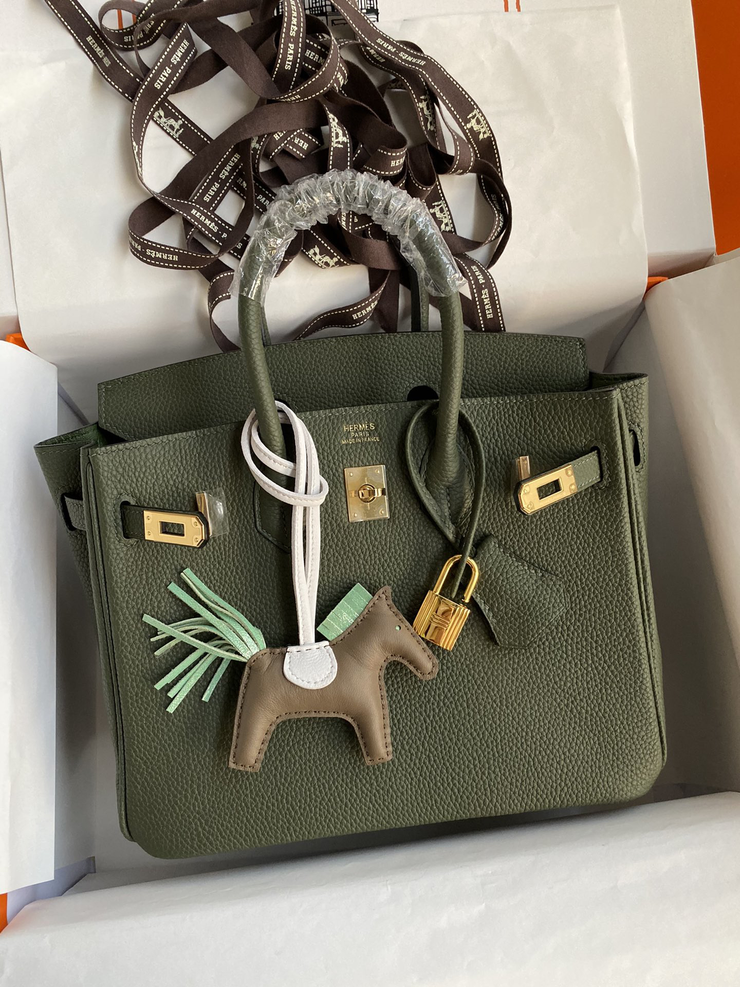 [TOP] HERMES Birkin Togo Leather 25cm - Vert Maquis & GHW
