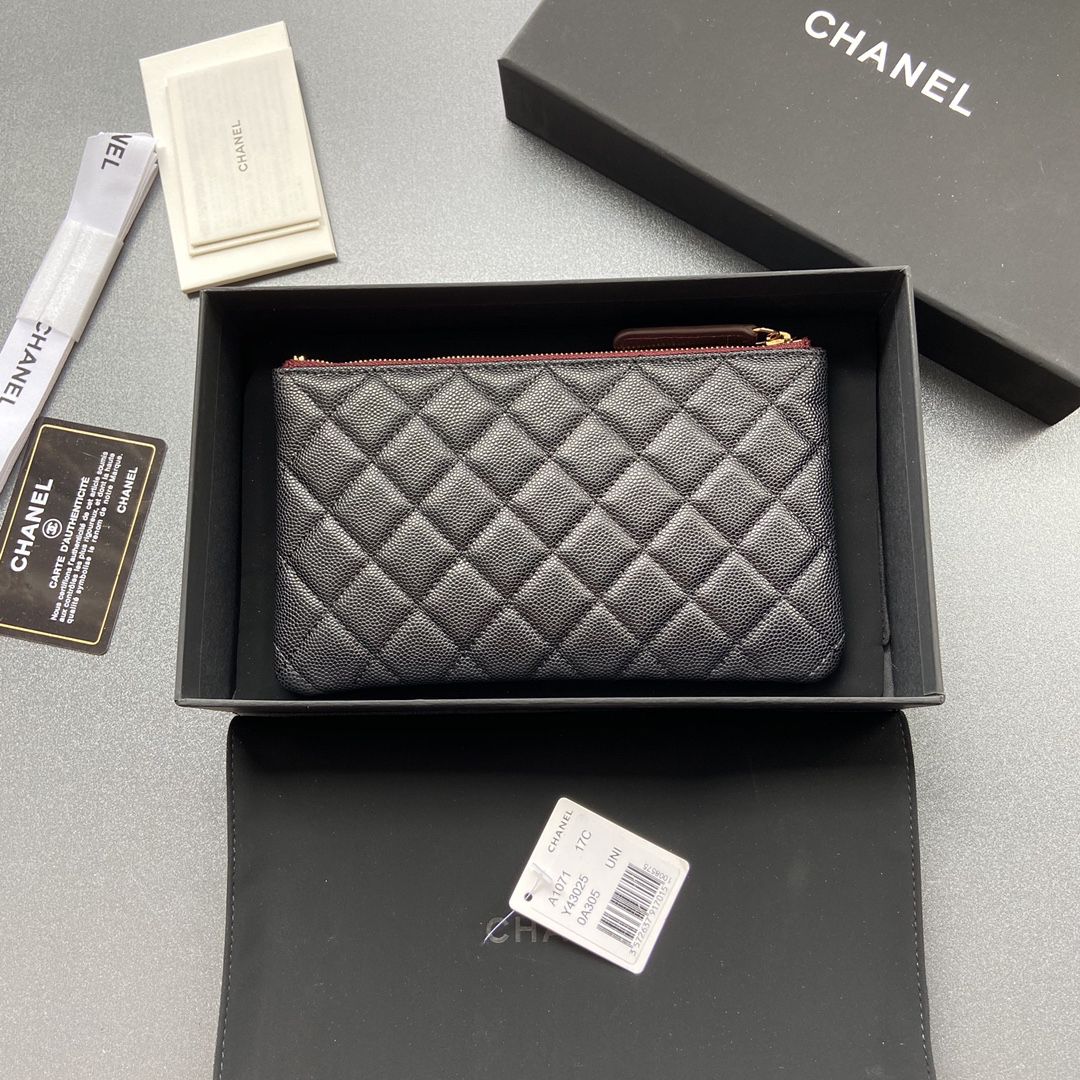 [TOP] CHANEL Caviar Wallet 20cm - Black - GHW - 711 Luxury