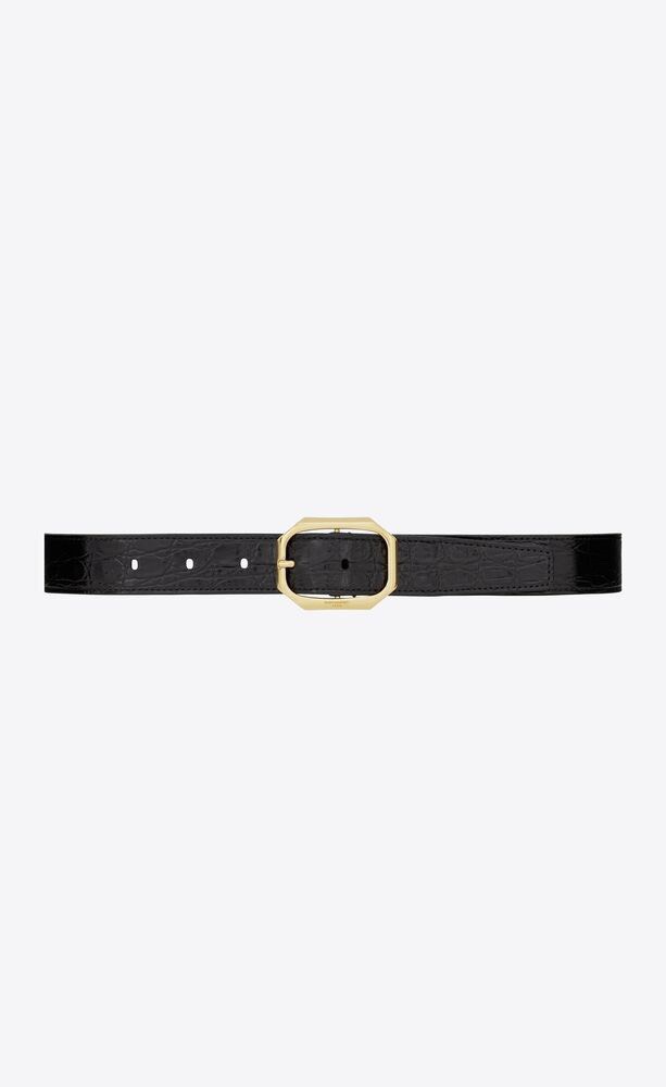 [TOP] Yves Saint Laurent YSL Belt Calfskin 3cm - Black - 711 Luxury