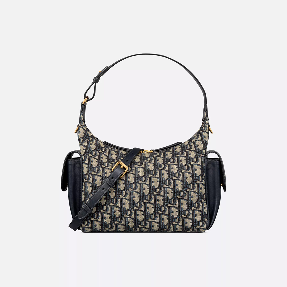 DIOR Medium D-Dream Bag Blue Dior Oblique Jacquard and Smooth Calfskin #396998