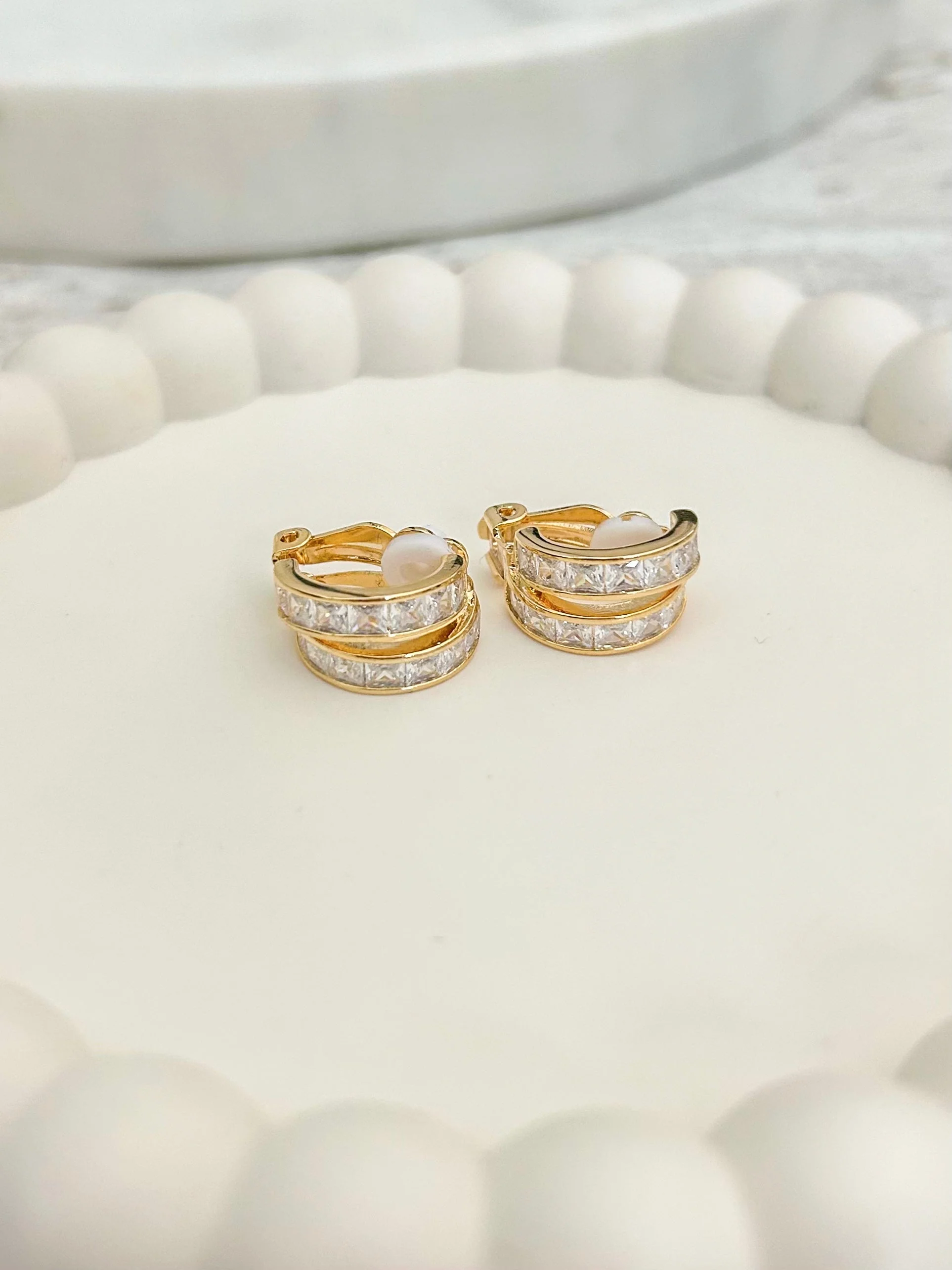 Diamonte Double Hoop Clip on's