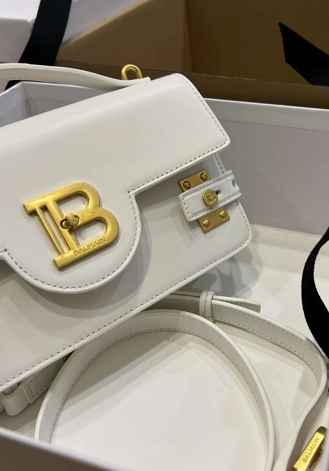 [TOP] BALMAIN Cowhide Bag 23*14*8cm - White - 711 Luxury