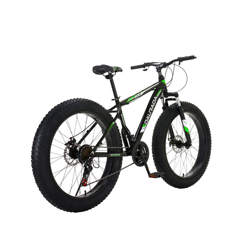 26-Inch Black Fat Tire Bike – Steel Fork Hybrid Bicycle for All-Terrain Cycling