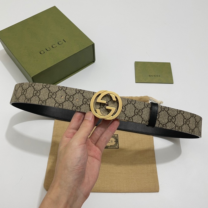 [TOP] GUCCI Belt 3.7cm - Khaki - 711 Luxury