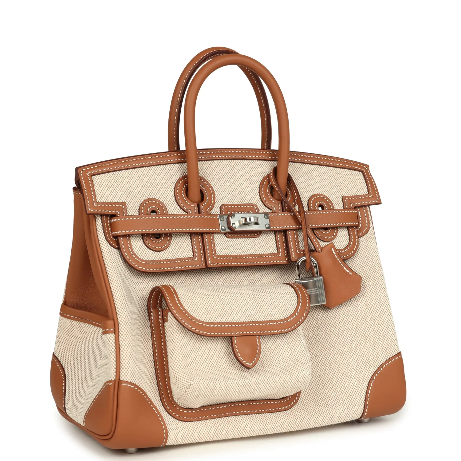 Hermes BirkinCargo Ecru-Beige Toile H and Gold Swift Palladium Hardware