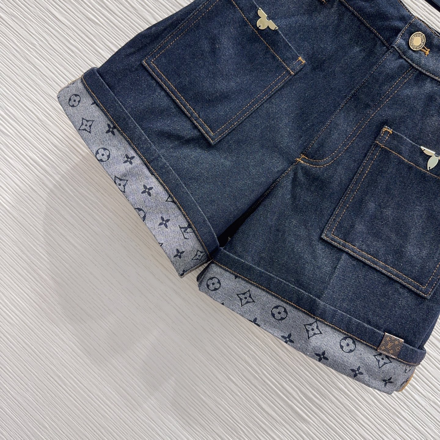 [TOP] Louis Vuitton LV Denim Shorts - Navy Blue