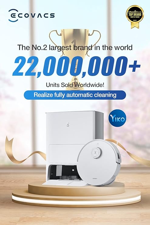 ECOVACS DEEBOT T10 OMNI Robot Vacuum and Mop Combo, Auto Self-Emptying, Auto Mop Cleaning, Hot Air Drying, 5000Pa Suction, OZMO TURBO Deep Mopping with Precision Mapping and Obstacle Avoidance