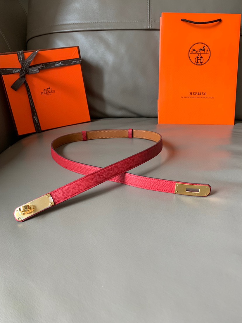 [TOP] HERMES Kelly Calfskin Belt 18mm - Red - 711 Luxury
