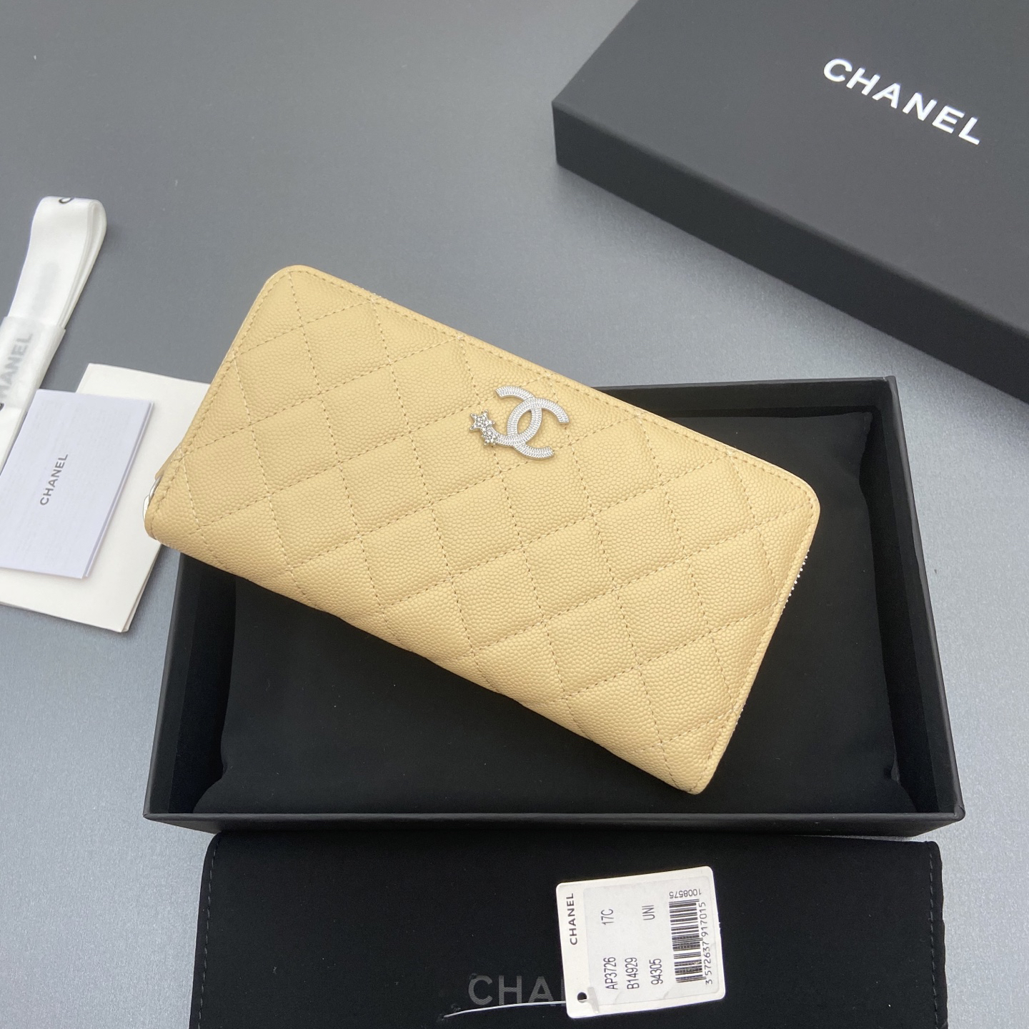 [TOP] CHANEL Caviar Skin Wallet 19cm - Apricot - SHW - 711 Luxury