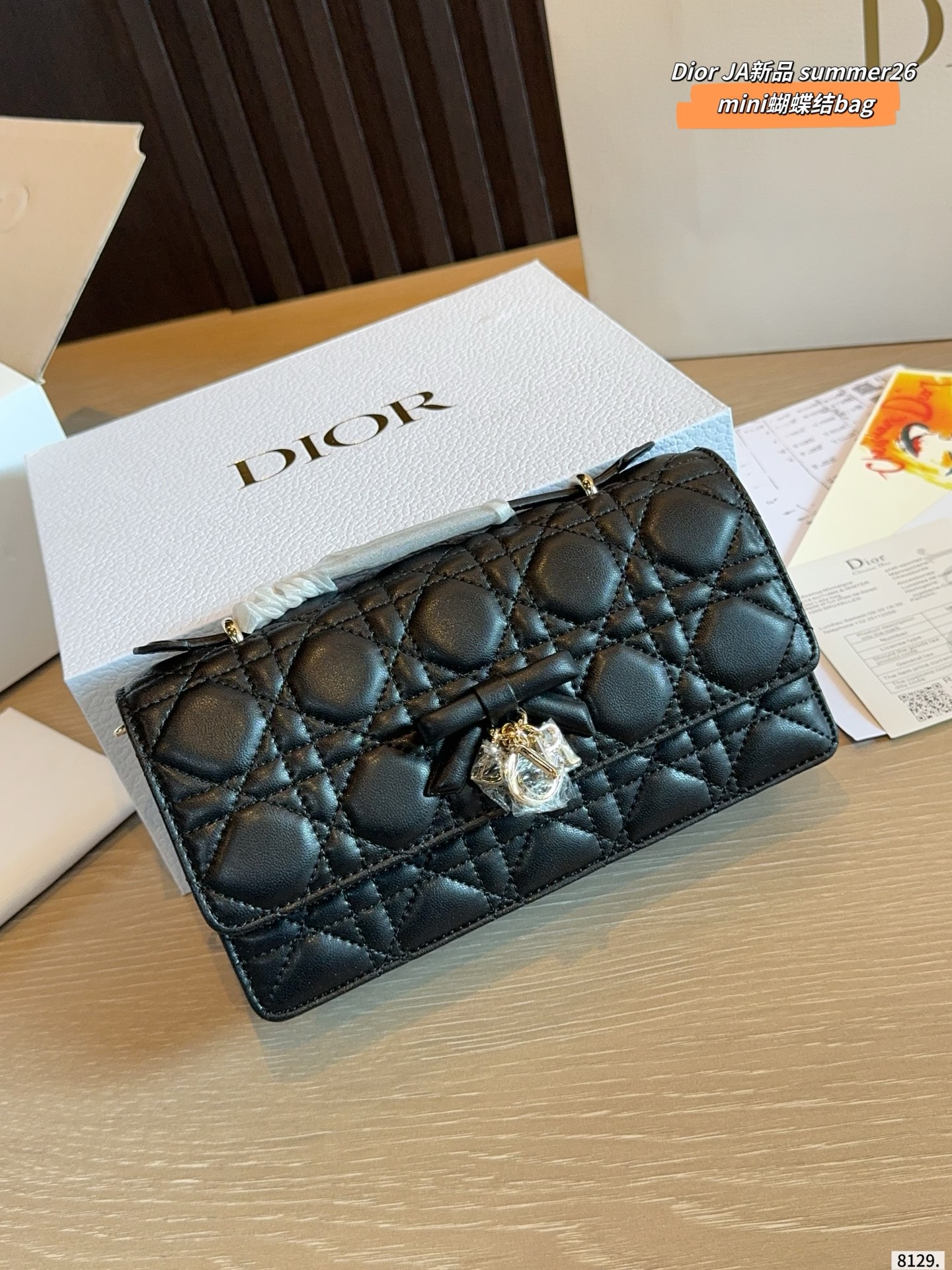 Dior Miss woc Quilted Mini Handbag with Bow Detail and Chain Strap (Replica)