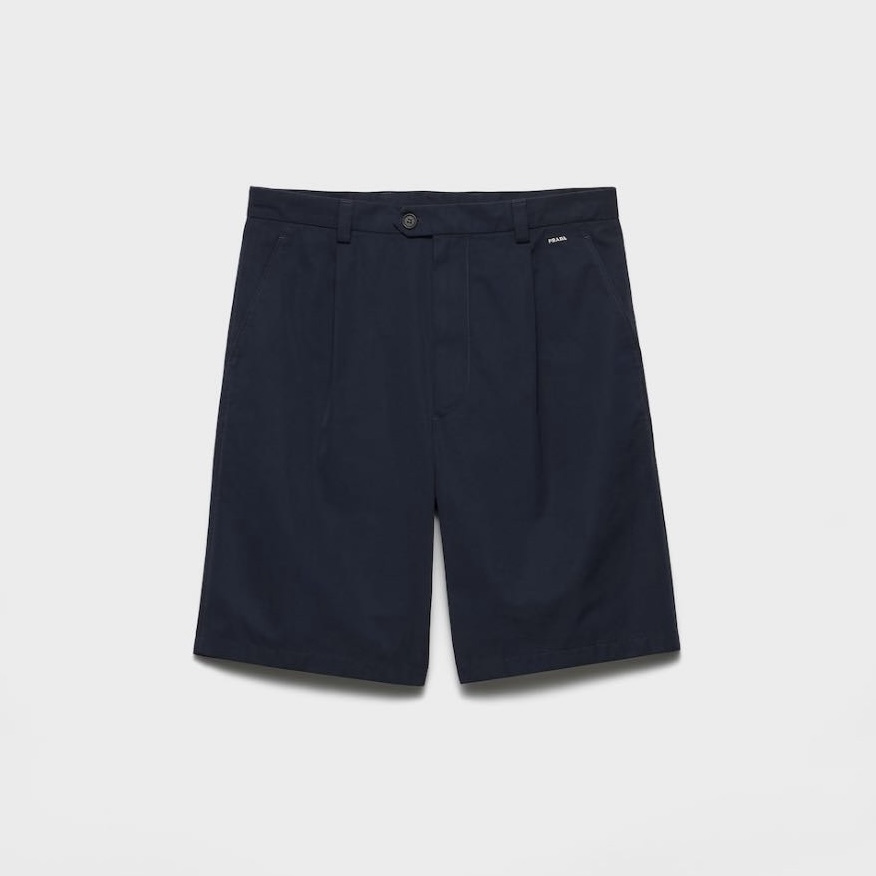 Prada Small Logo Embroidered Pleated Shorts #383837