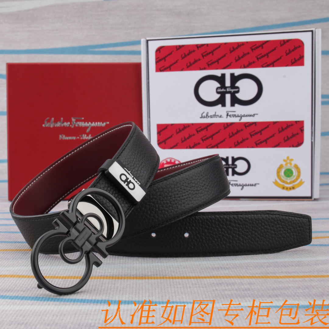 [TOP] Ferragamo Men's Belt 3.5cm - Black - 711 Luxury