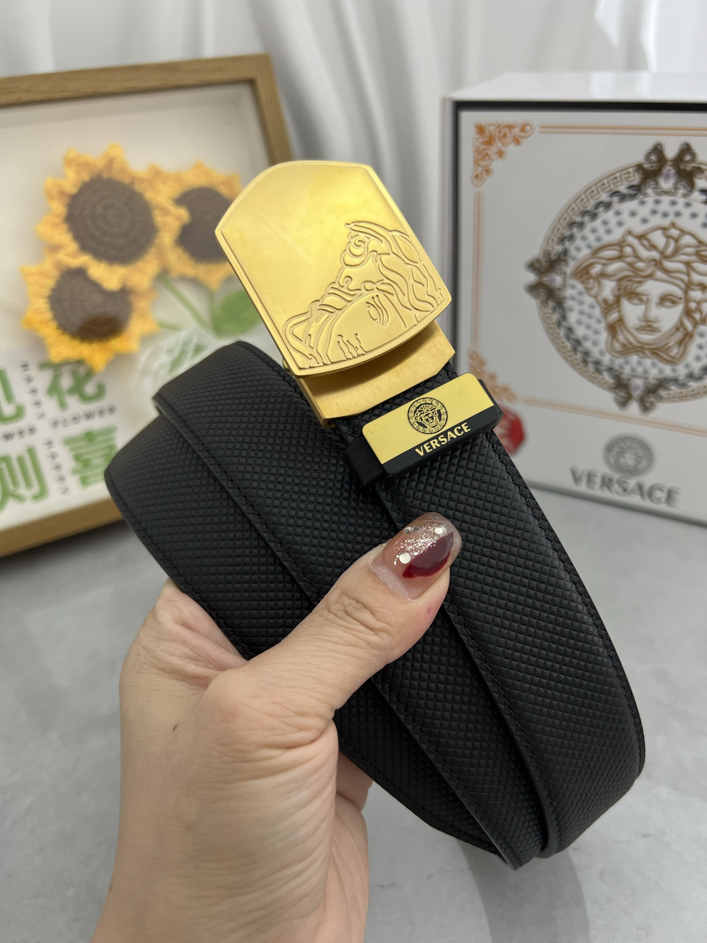 [TOP] VERSACE Men's Belt 3.5 cm - Black - 711 Luxury