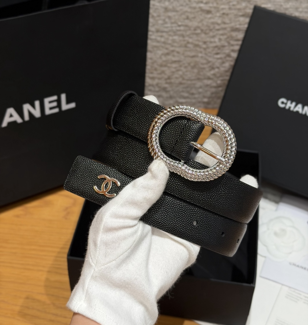 [TOP] CHANEL Cowhide Belt 3 cm - Black - 711 Luxury