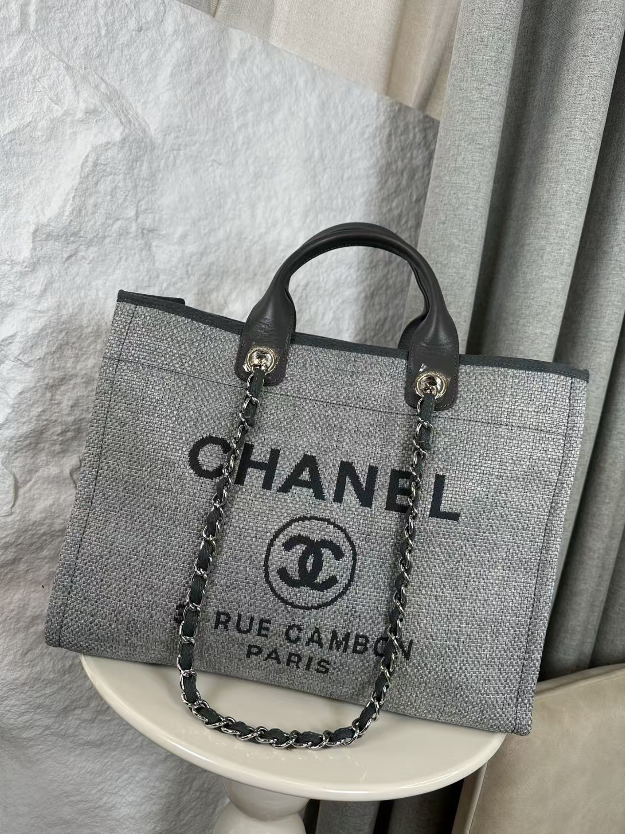 [TOP] CHANEL Beach Bag 38cm -  Grey - 711 Luxury