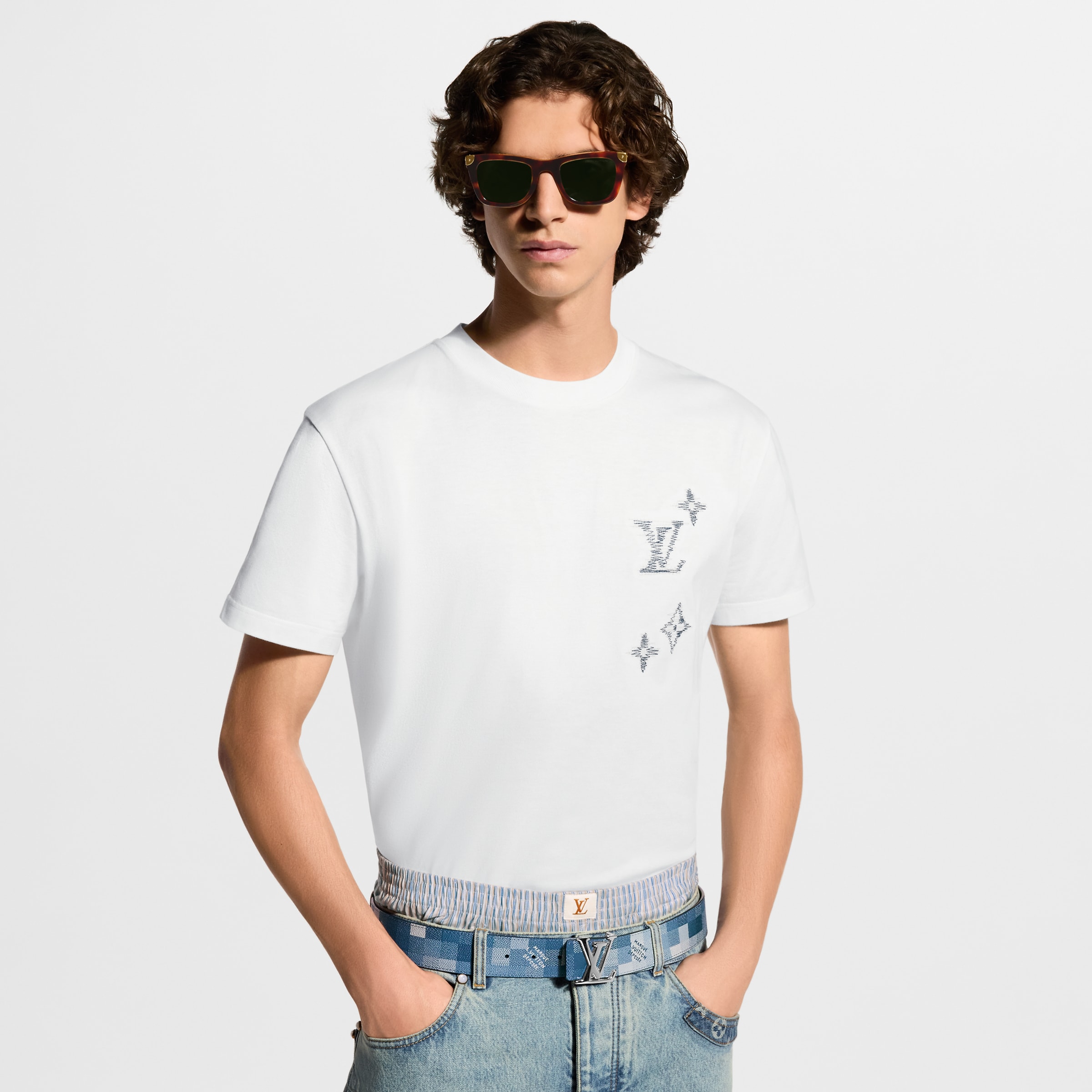 Louis Vuitton Clothing LOUIS VUITTON Embroidered Signature T-Shirt #393276 View 2 | Nigo Office