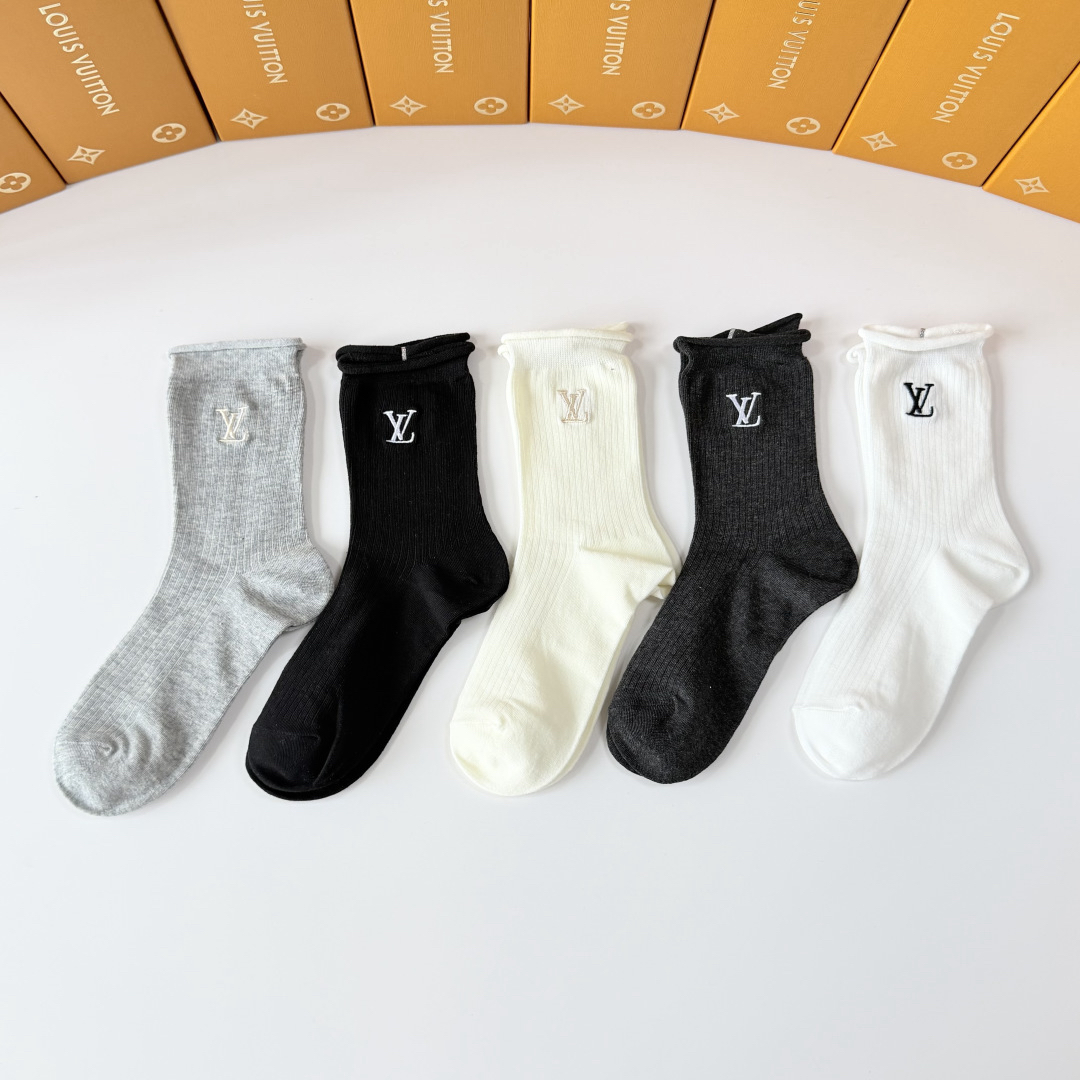 [TOP] Louis Vuitton LV Socks - 5 Pieces as a Set - 711 Luxury